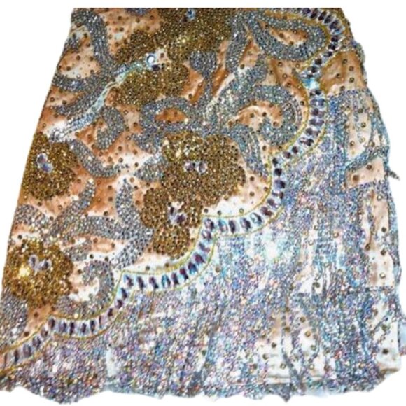 Luxury Couture Swarovski Crystals Runway Fringes Flowers Cocktail Glamour Dress - Picture 8 of 12